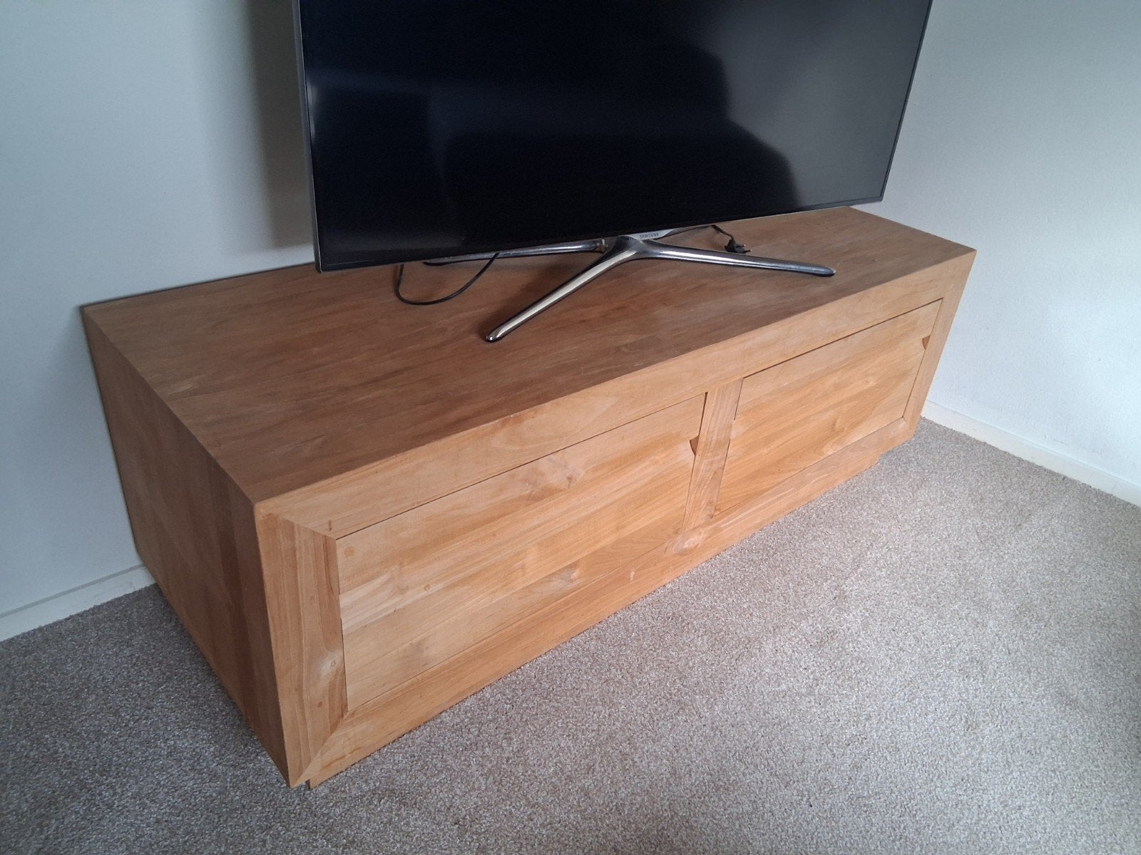 tv meubel eikenhout, Ophalen, 25 tot 50 cm, Eikenhout, Minder dan 100 cm