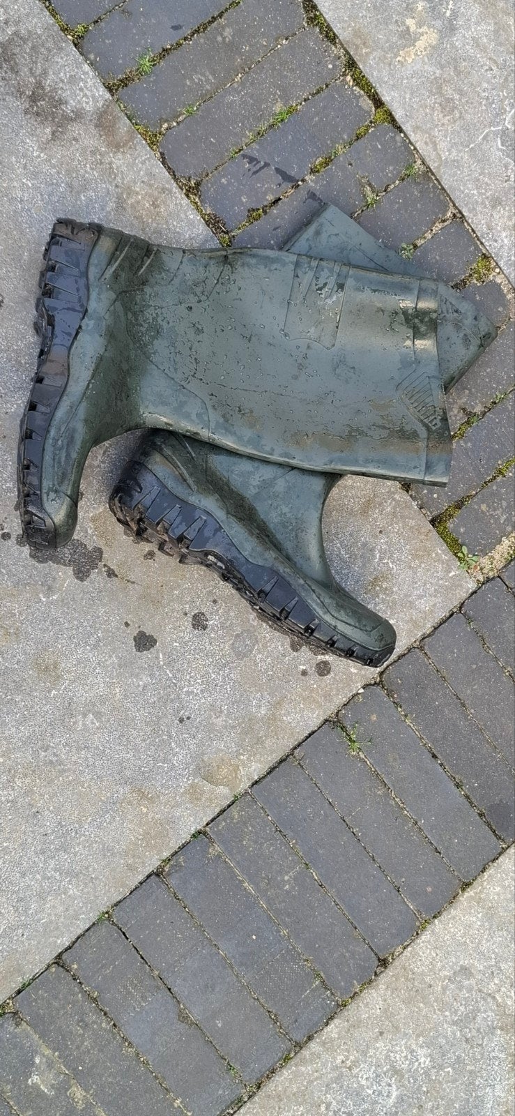 Groene rubberen laarzen - Maat 42, Kleding | Heren, Ophalen of Verzenden, Gedragen, Regenlaarzen