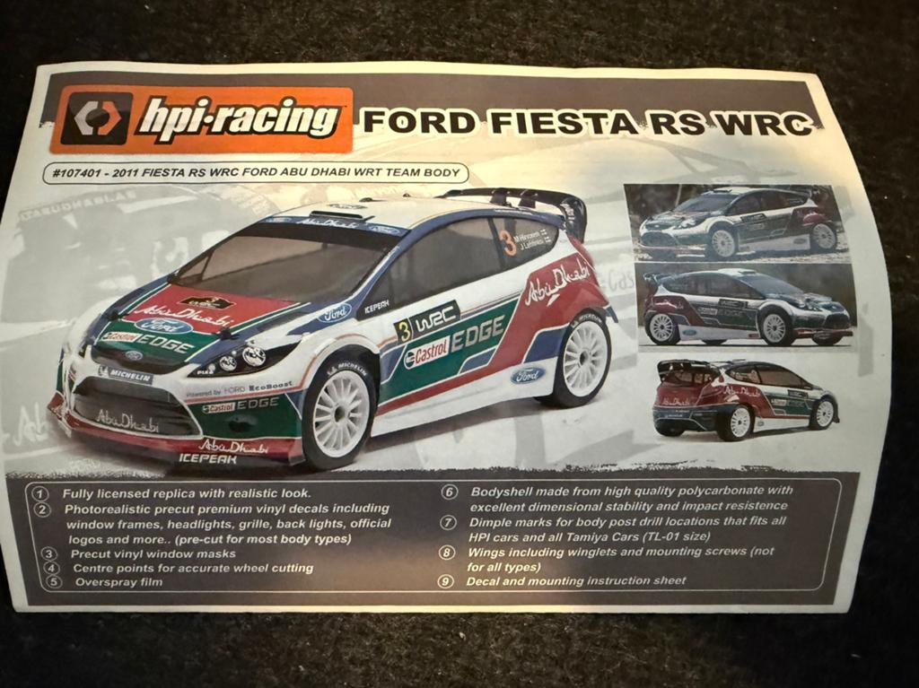 Zeldzame ongespoten body hpi wr8 fiesta, Nieuw, Onderdeel, Schaal 1:8, Overige typen
