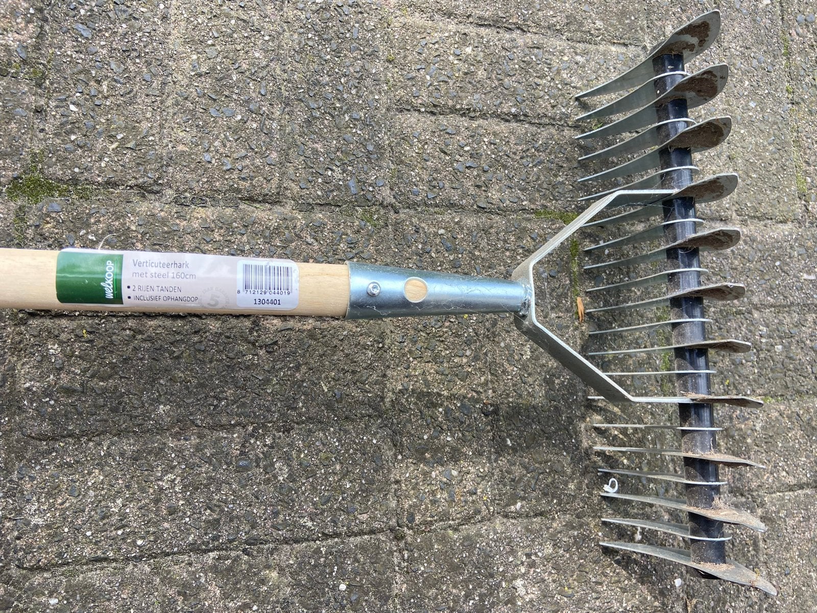 Verstelbare verticuteerhark met stalen tanden, Ophalen, Gebruikt, Elektrisch