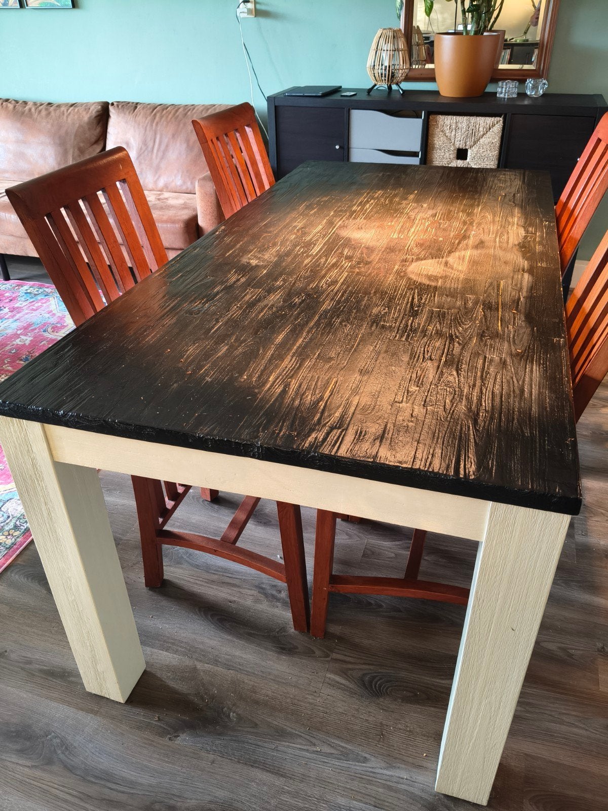 Grote eettafel - Robuust en Stijlvol, Ophalen, Gebruikt, 100 tot 150 cm, Vijf personen of meer