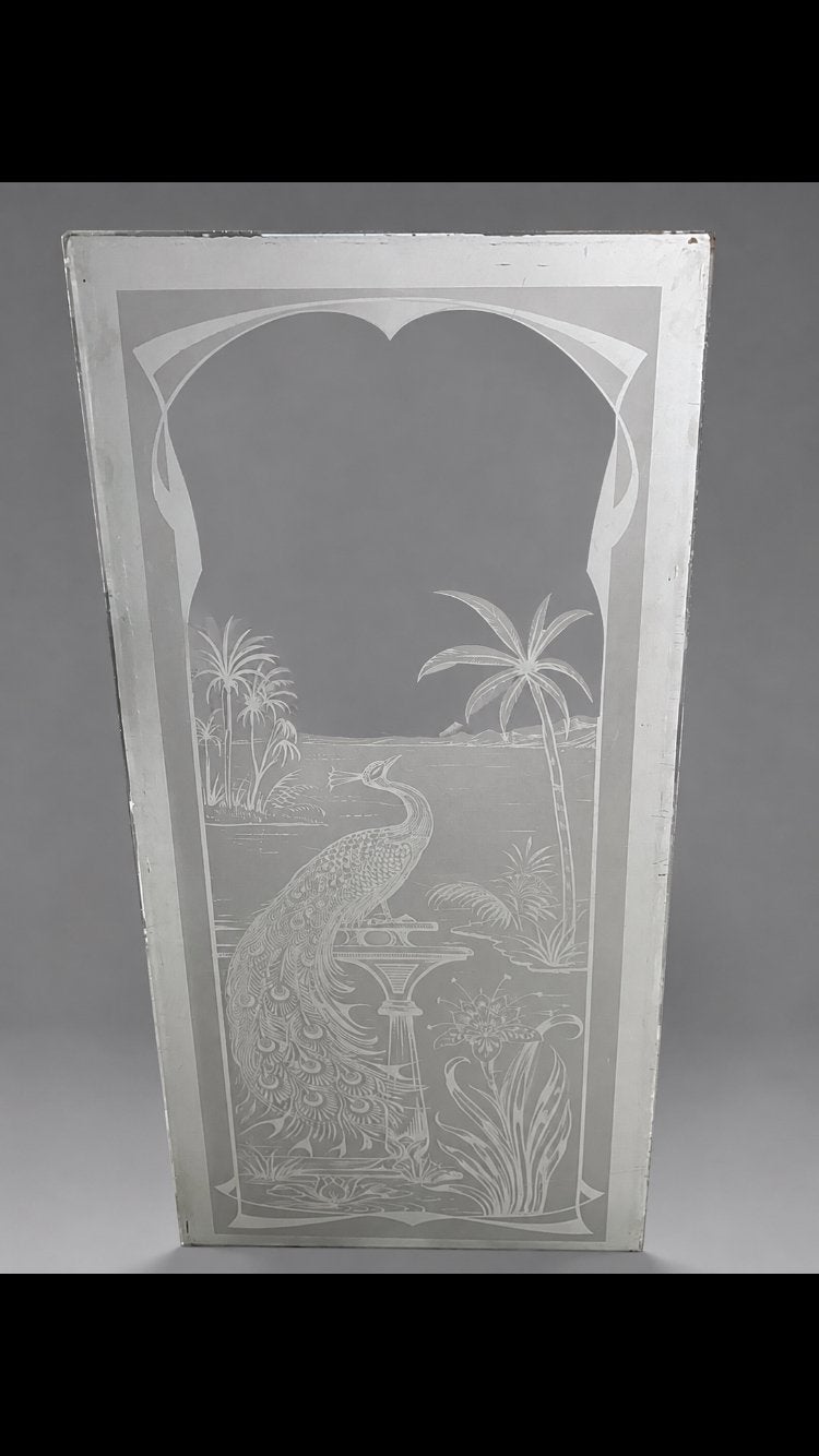 Art Nouveau glas circa 1900, Ophalen, Zo goed als nieuw, Gevelraam of Ruit