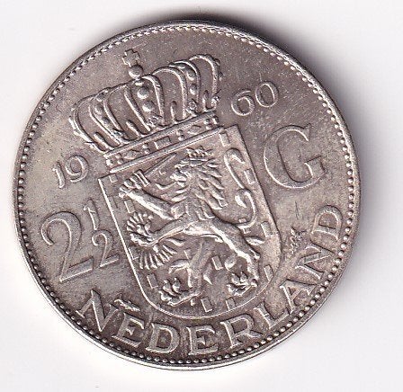 2 1/2 Gulden 1960 Prachtig met Patina, Koningin Juliana, Verzenden, Zilver, Losse munt