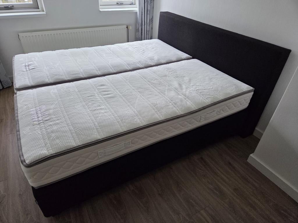 Boxspring Karlsson 180x200cm, Ophalen, Gebruikt, Zwart, Tweepersoons