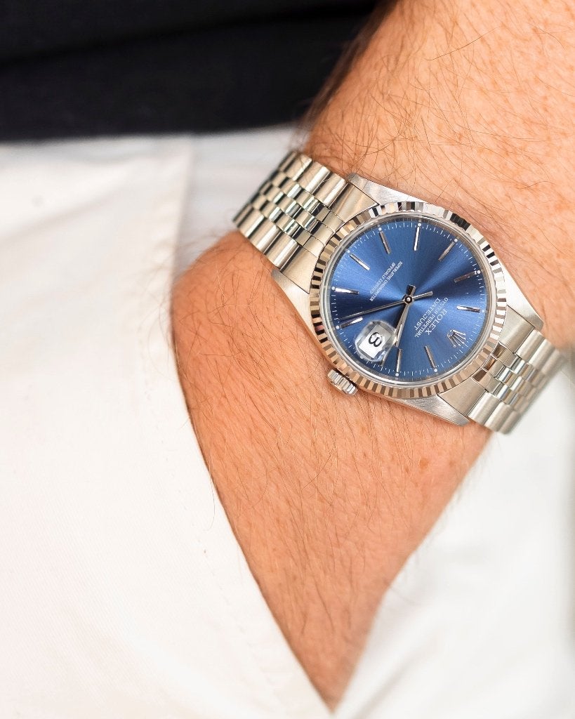 Rolex Datejust 16234 blauw full set, Ophalen, Staal, Polshorloge, Zo goed als nieuw