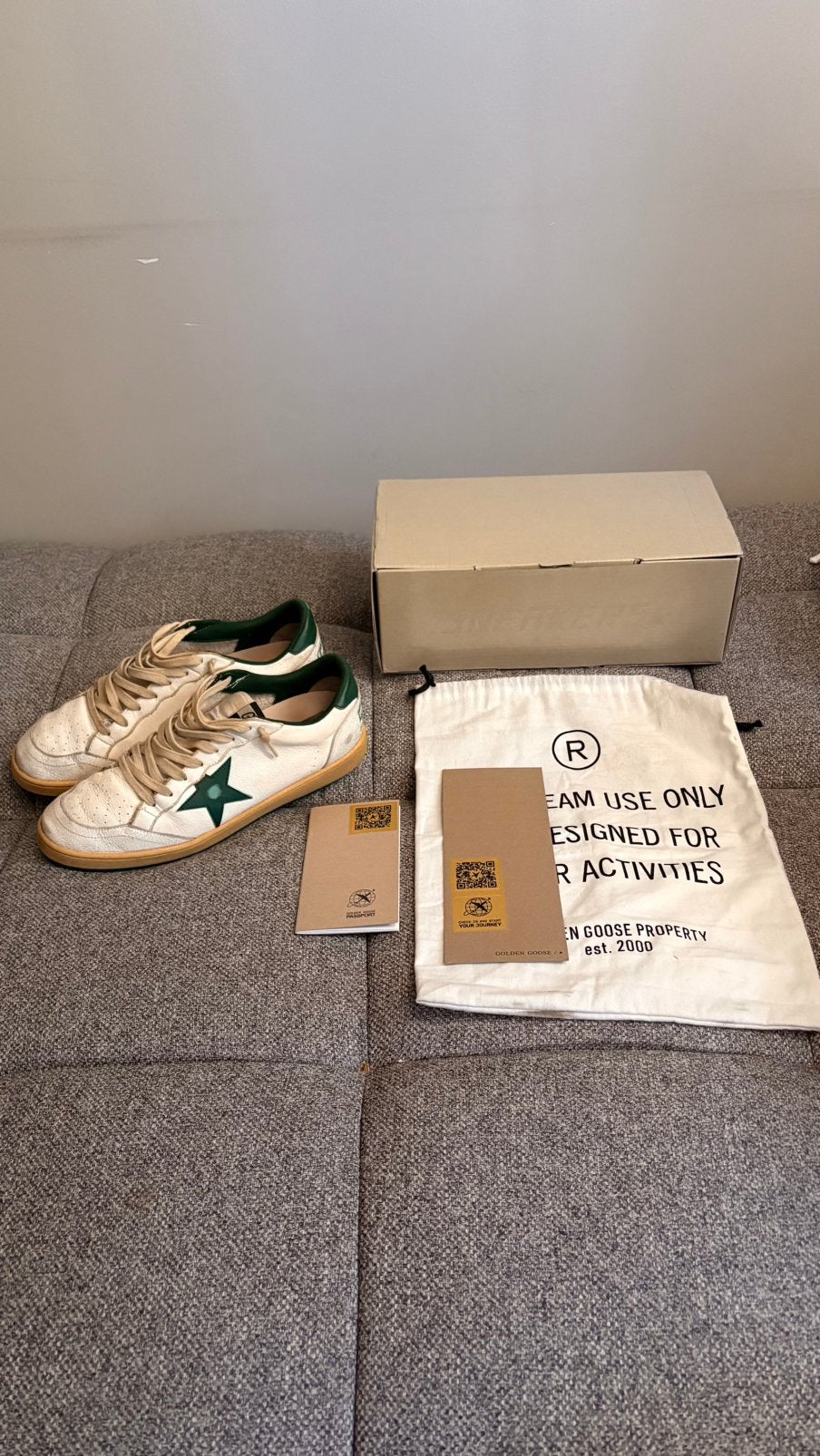 Golden Goose Ballstar Green, Ophalen, Wit, Sneakers of Gympen, Zo goed als nieuw