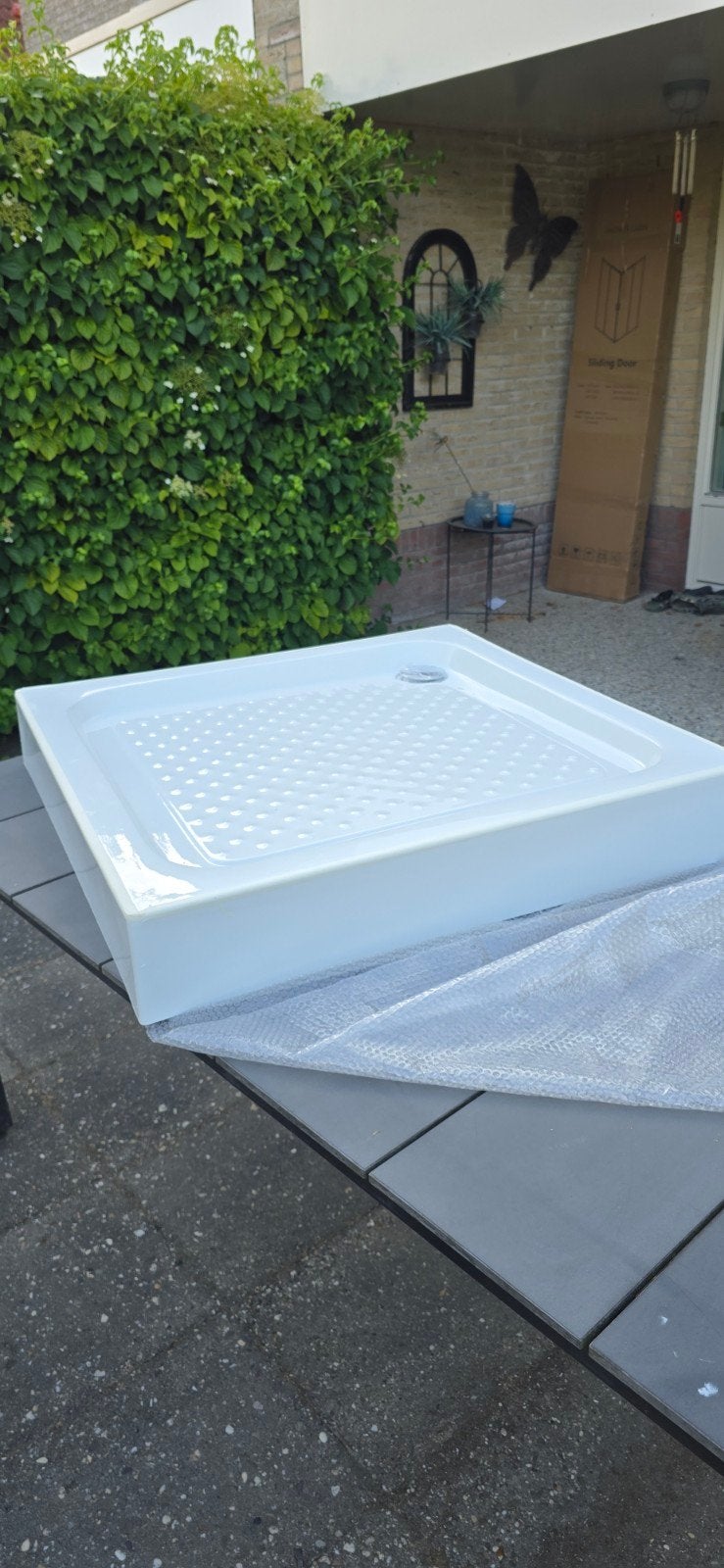 Nieuwe witte douchebak 90x90 cm met afvoer, Ophalen of Verzenden