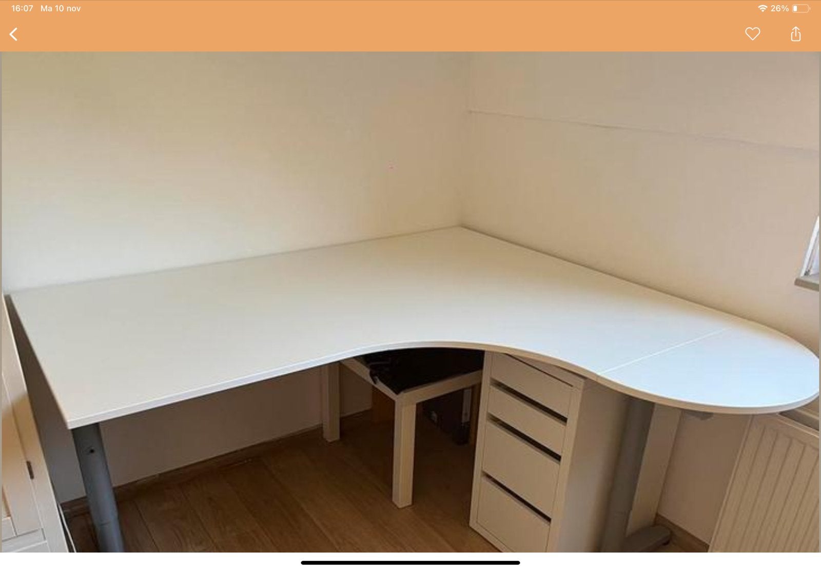 IKEA Galant hoekbureau wit, Demontabel, Spaanplaat of MDF, Hoekbureau, Ophalen of Verzenden