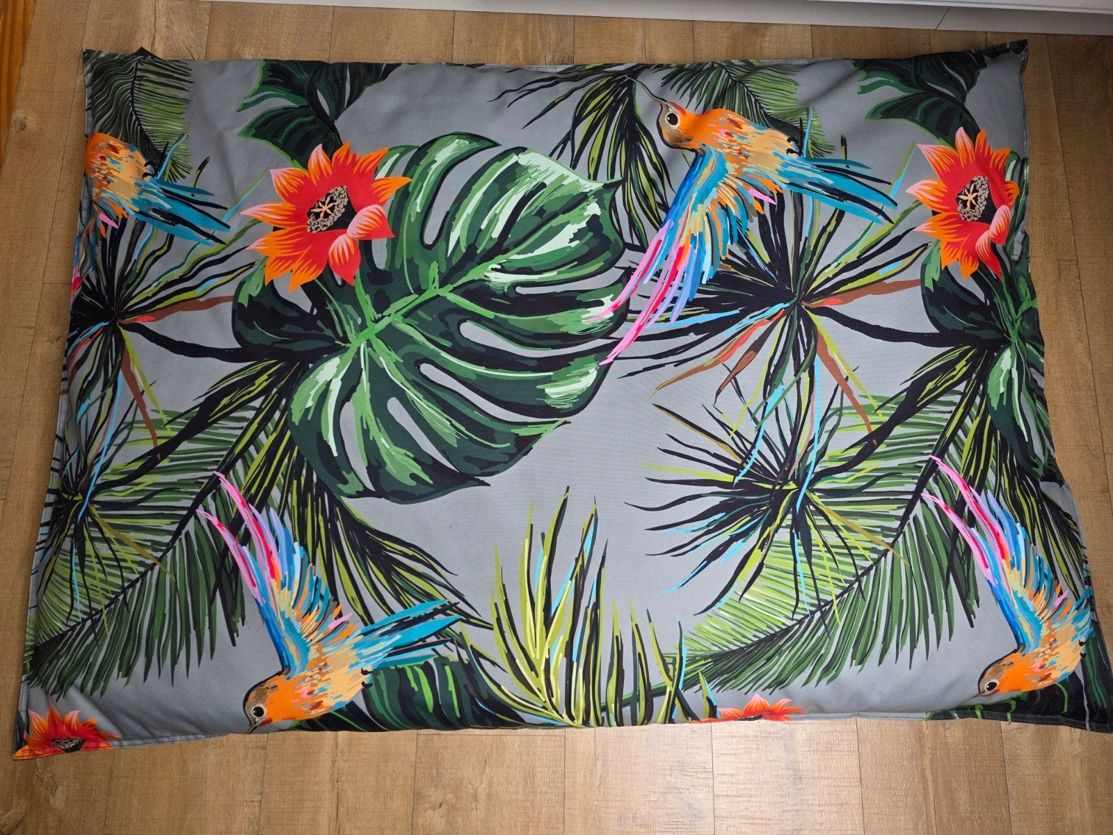 groot lounge kussen zitzak Lebel met plant vogel print, Ophalen, Overige merken, Meerkleurig, Met print