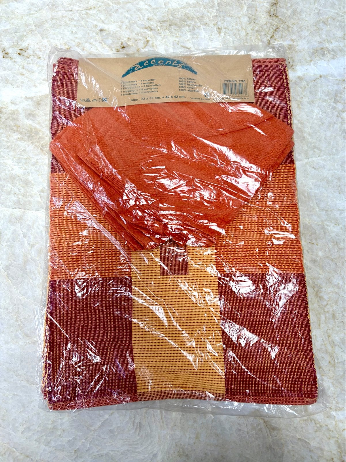 Nieuwe Placemats en Servetten Set - Oranje/Rood, Katoen, Overige merken, Nieuw, Oranje