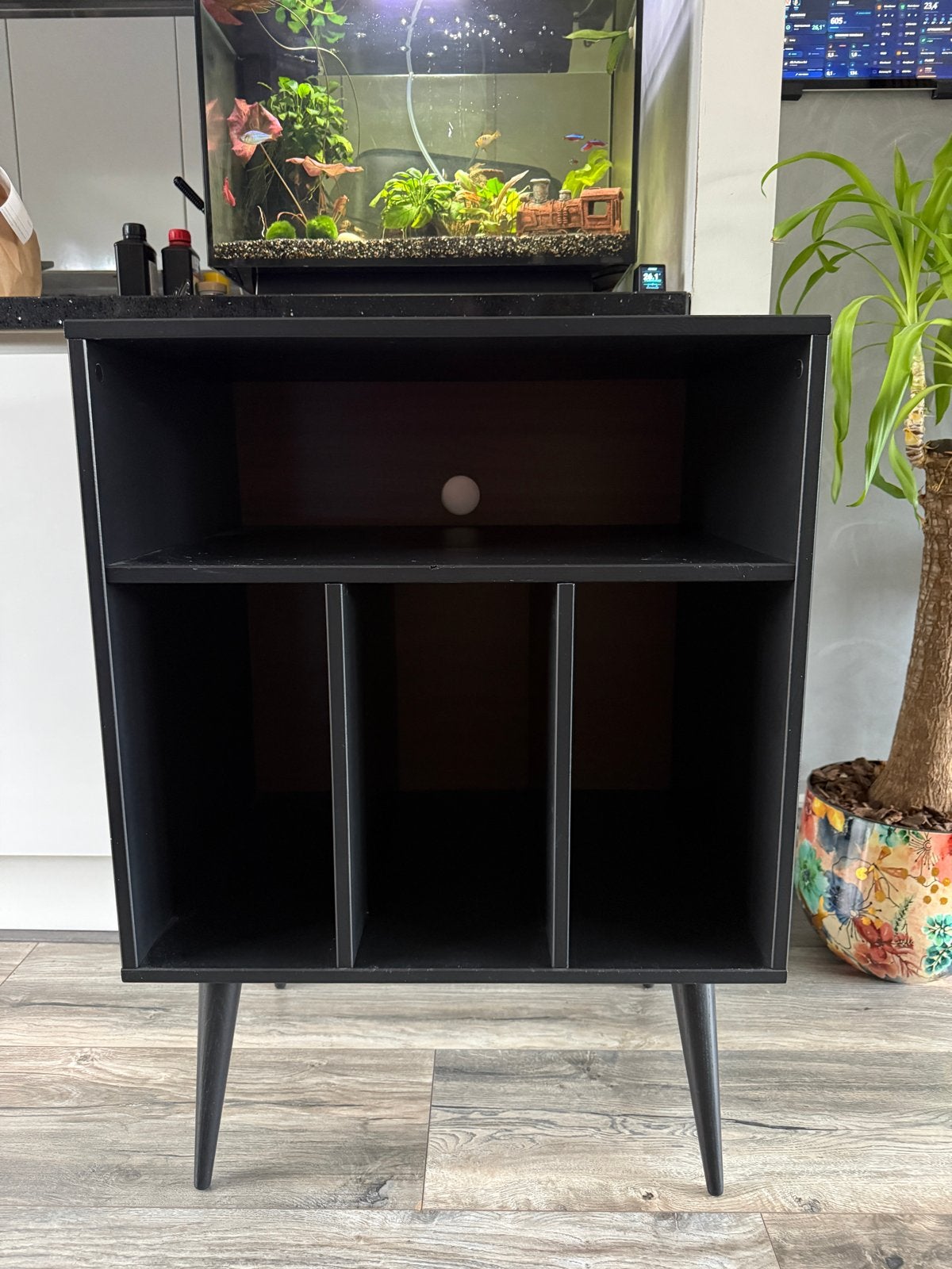 Woood Vinylkast Zwart - Platenkast voor LP’s, Ophalen, Zo goed als nieuw, Hout, Cd's
