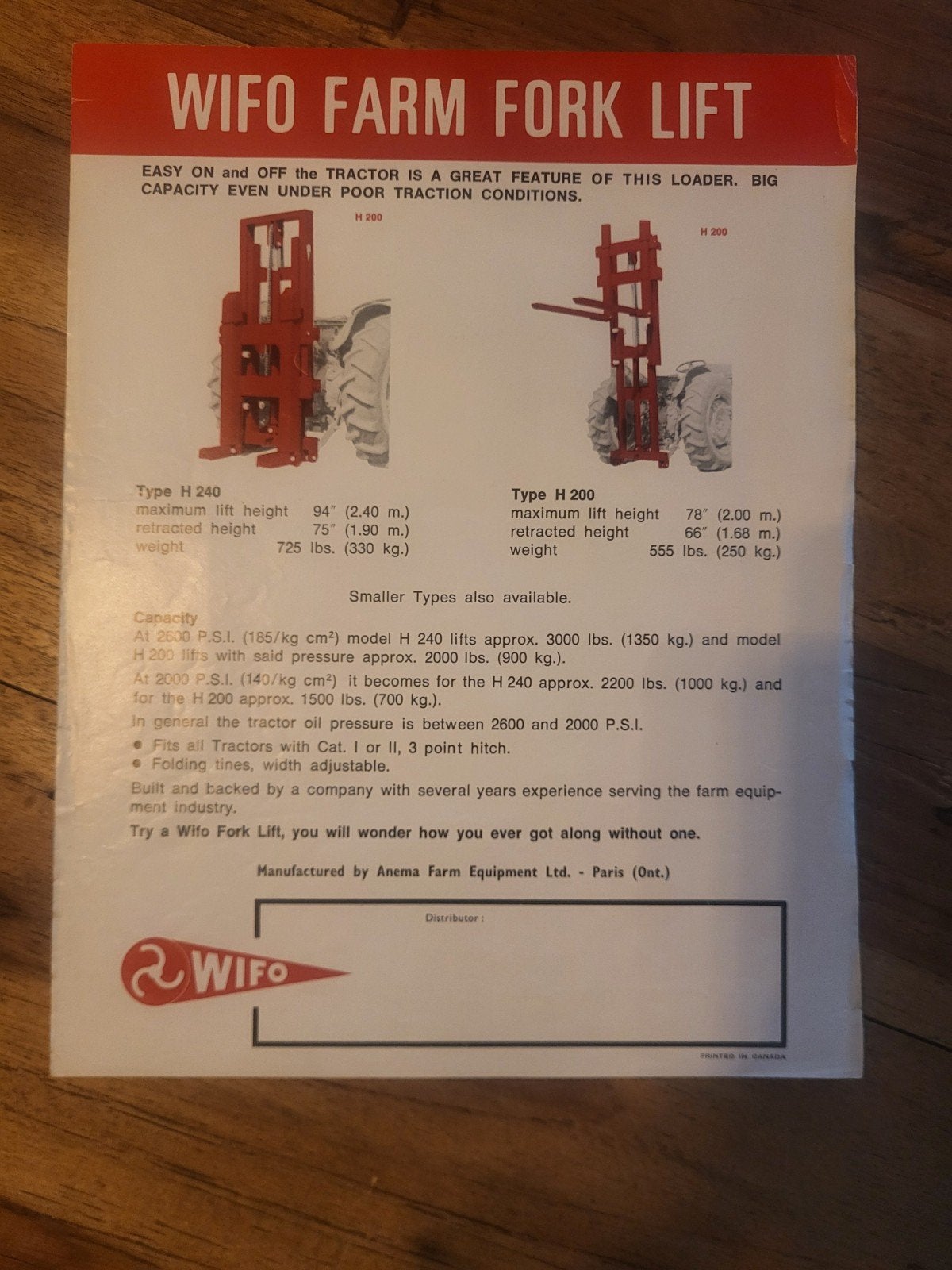 tractor folder WIFO FARM FORK LIFT, Ophalen of Verzenden, Zo goed als nieuw