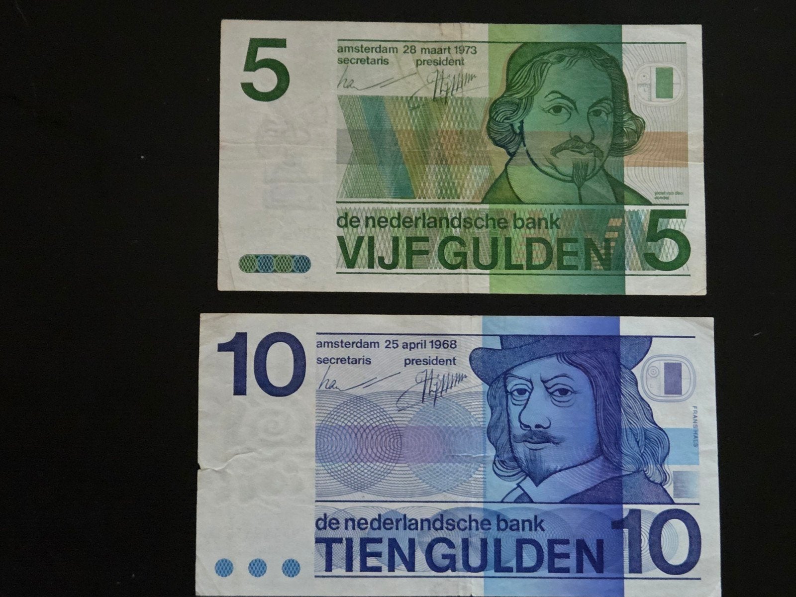 Netherlands 5 & 10 gulden 1968-73 VF, Postzegels en Munten, Bankbiljetten | Nederland, Ophalen of Verzenden, 10 gulden