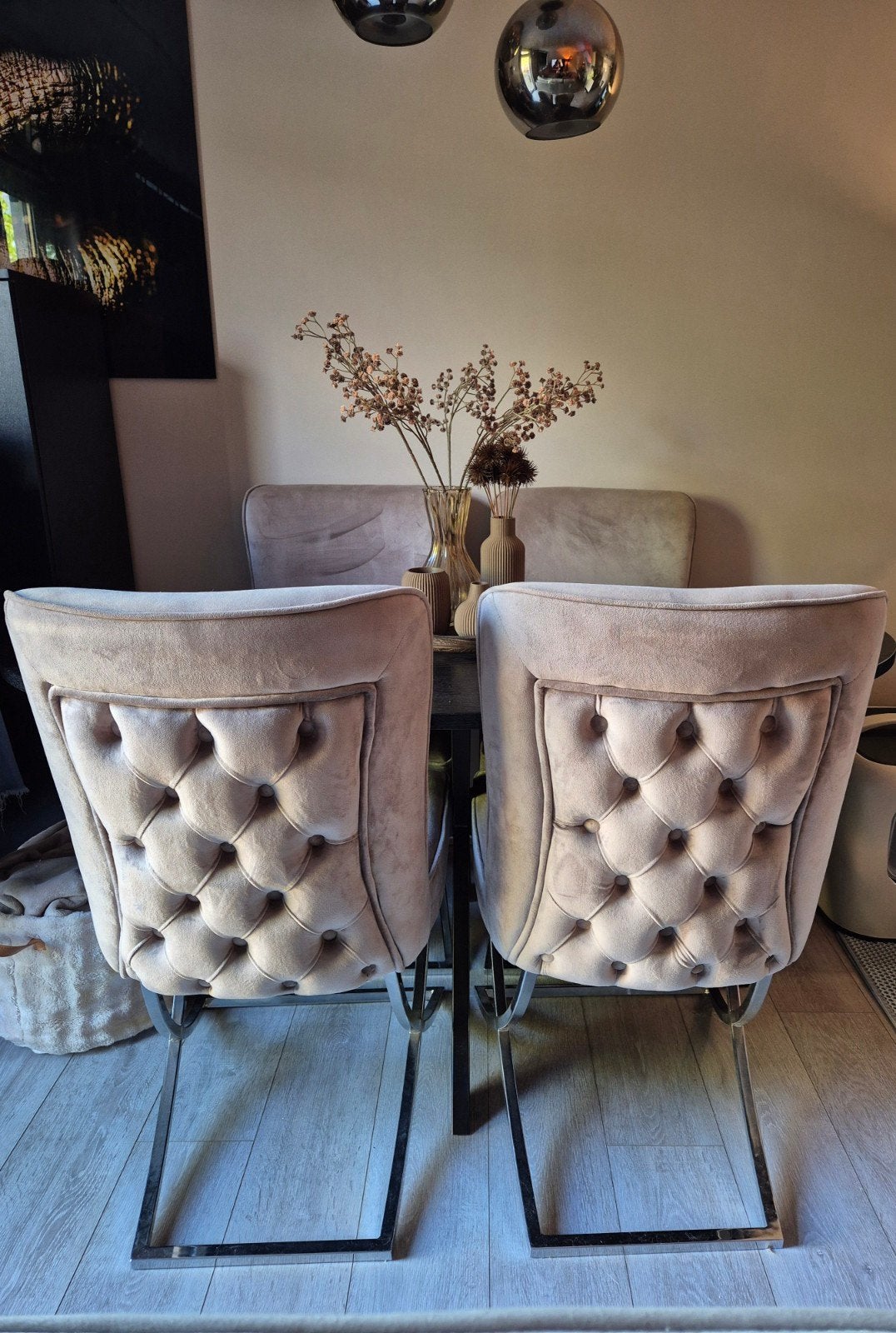 Eetkamerstoelen Rixos beige/taupe, Huis en Inrichting, Stoelen, Ophalen, Overige kleuren, Vier, Hotel chique