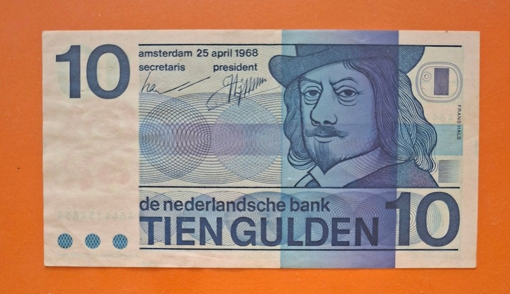 Bankbiljet 10 gulden 1968 Frans Hals, cat. PL47.d2, Postzegels en Munten, Verzenden, 10 gulden, Los biljet