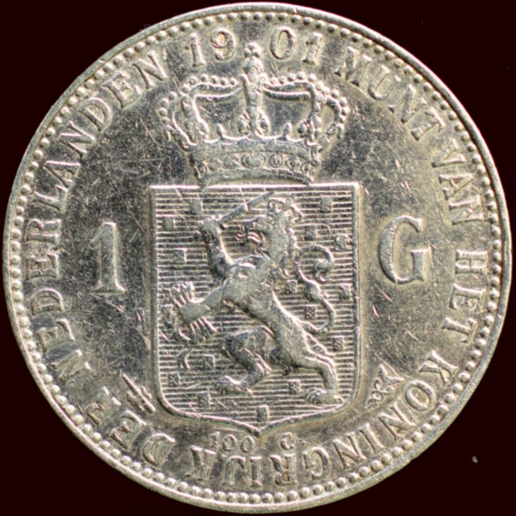 1 Gulden 1901 Wilhelmina - Kwaliteit !, Postzegels en Munten, Munten | Nederland, 1 gulden, Zilver, Ophalen of Verzenden, Koningin Wilhelmina