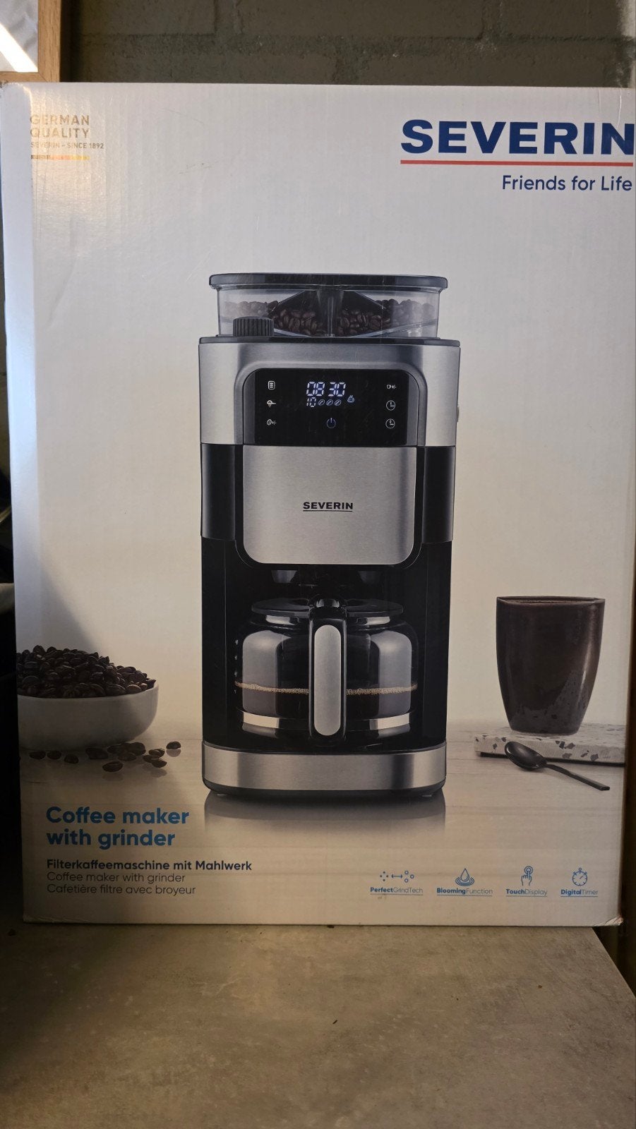 Severin Koffiezetapparaat met geïntegreerde bonenmaler, Ophalen of Verzenden, Nieuw, Koffiemachine
