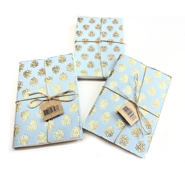 blauw notitieboek met goudkleurige print A5 Only Natural, -, -, A5, Nieuw