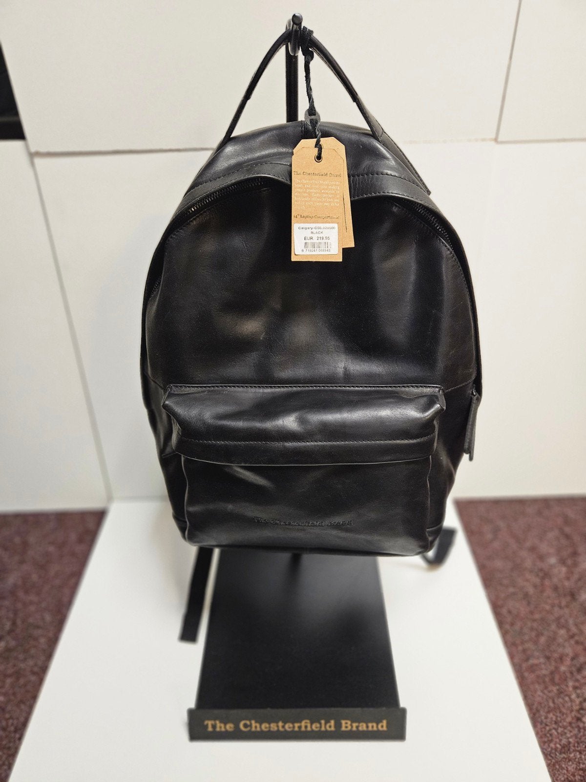 The Chesterfield Brand Calgary Leren Rugzak Zwart, Ophalen, Nieuw, 25 tot 40 cm, Overige merken