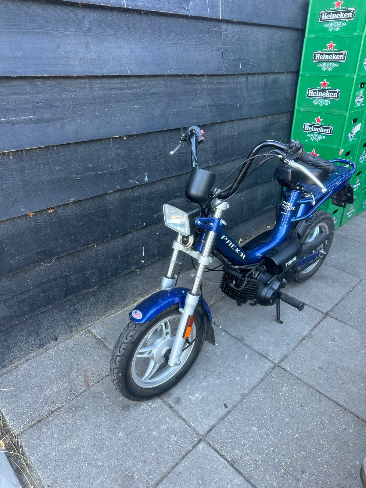 Tomos Pack'R met blauw kenteken, rijdt perfect, Fietsen en Brommers, Brommers | Tomos, Ophalen, Gebruikt, Maximaal 25 km/u, Overige modellen