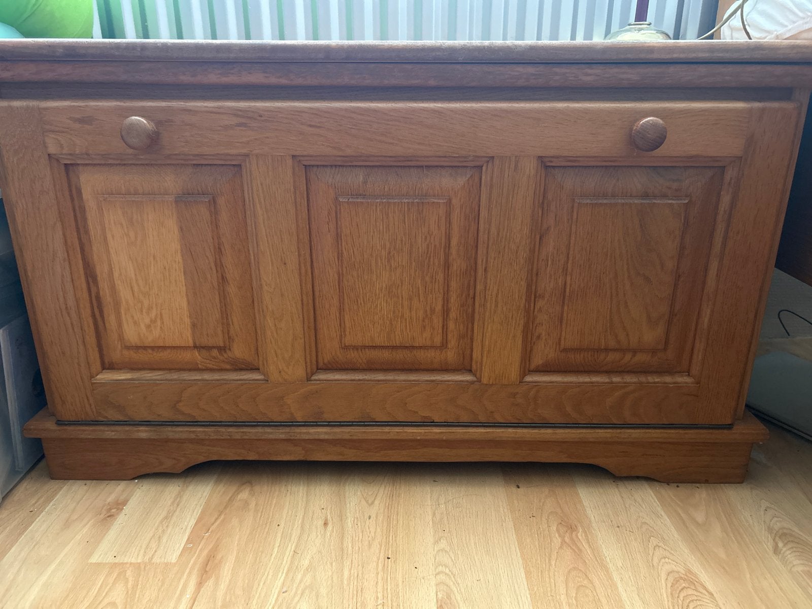 Houten dekenkist - Opbergkist van eikenhout, Ophalen, 50 – 75, Gebruikt, 100 tot 150 cm