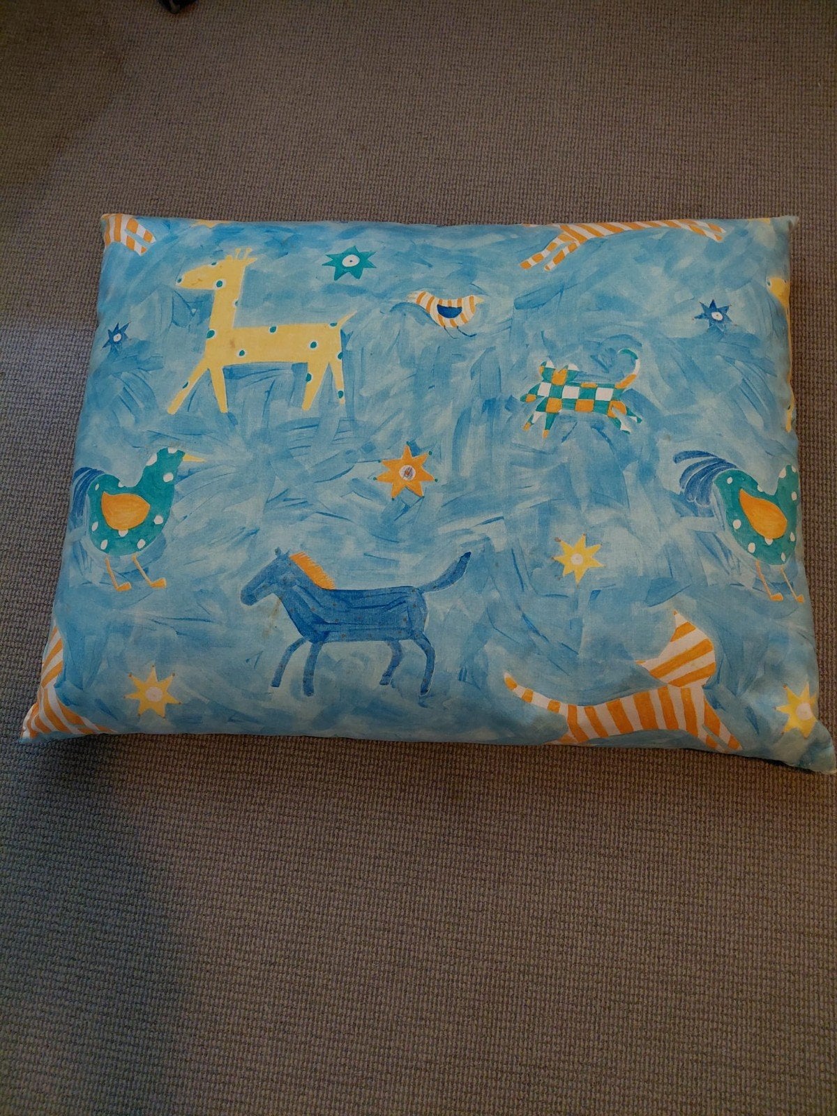 Blauw kussen met dierenprint, Ophalen, Overige merken, Gebruikt, Blauw