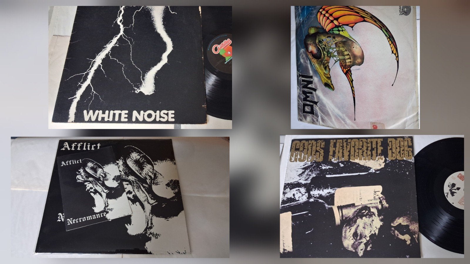4 vinylplaten: Afflict, White Noise, Necromance, Omni, Cd's en Dvd's, Ophalen of Verzenden, Gebruikt, 12 inch, LP