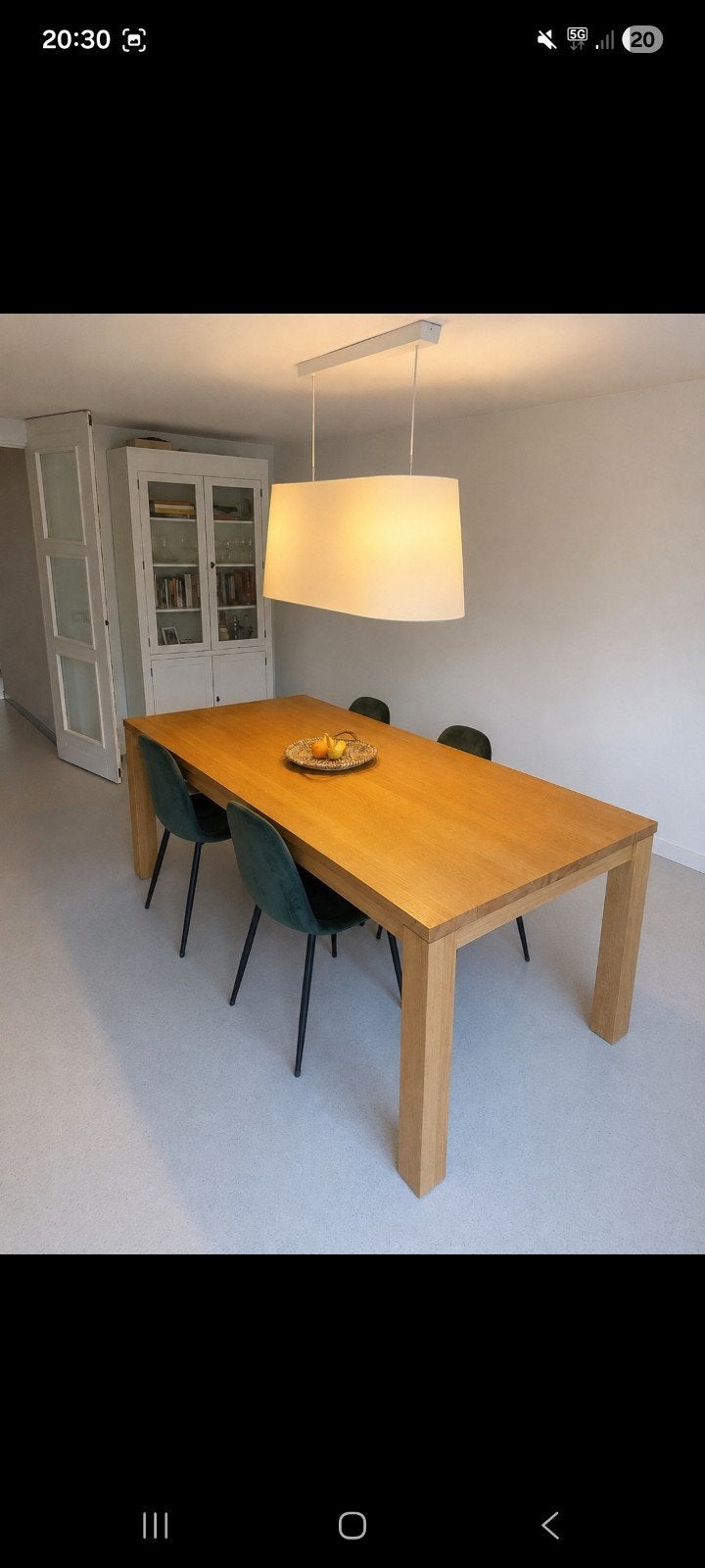 Massief eikenhouten eettafel - 225x100 cm, Ophalen, Gebruikt, 100 tot 150 cm, Eikenhout