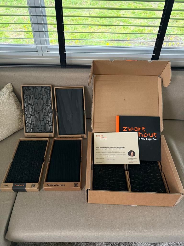 Stalenbox Zwarthout Shou Sugi Ban samples, Minder dan 25 mm, Overige typen, Nieuw, Ophalen of Verzenden