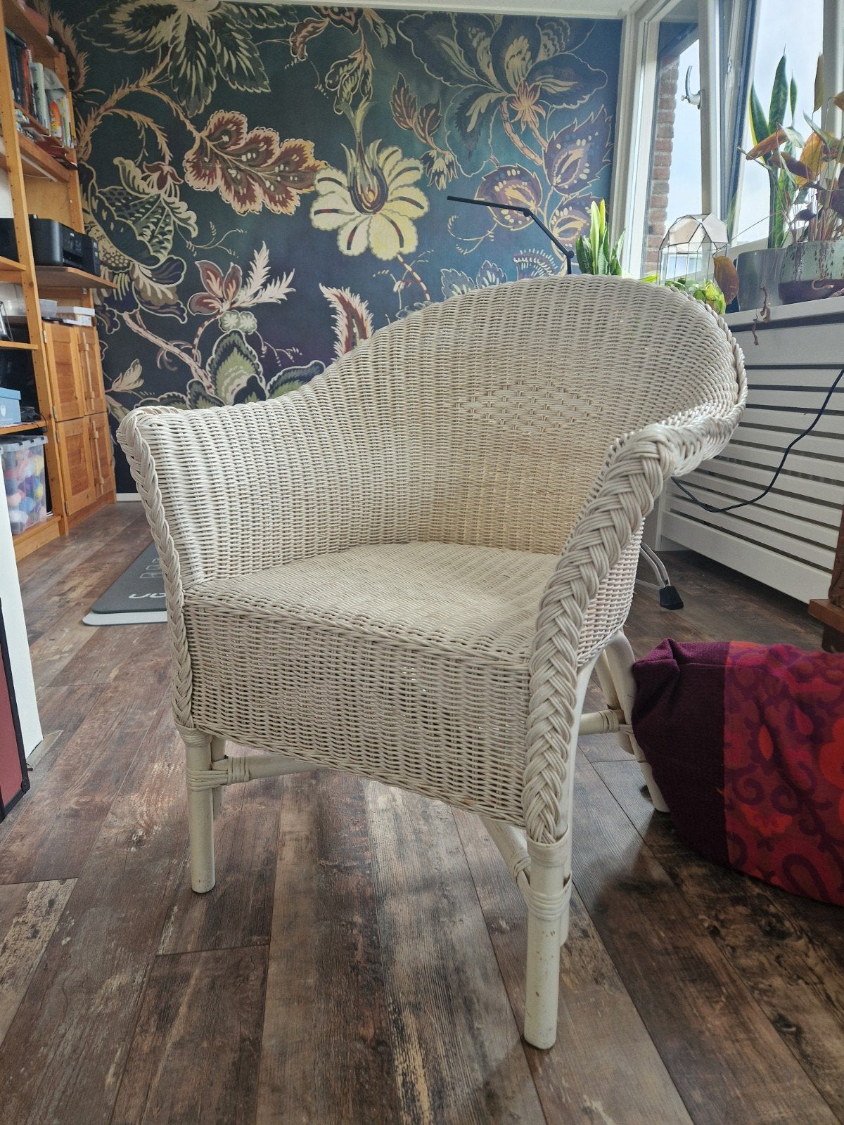 Witte rotan stoel, Gebruikt, Wit, Riet of Rotan, Eén