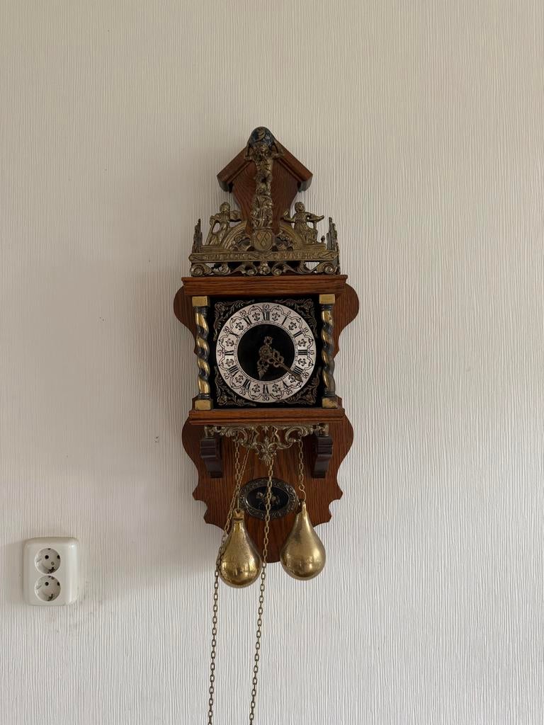 Antieke Wandklok met Gewichten - Prachtig Decoratief Stuk, Antiek en Kunst, Antiek | Klokken, Ophalen