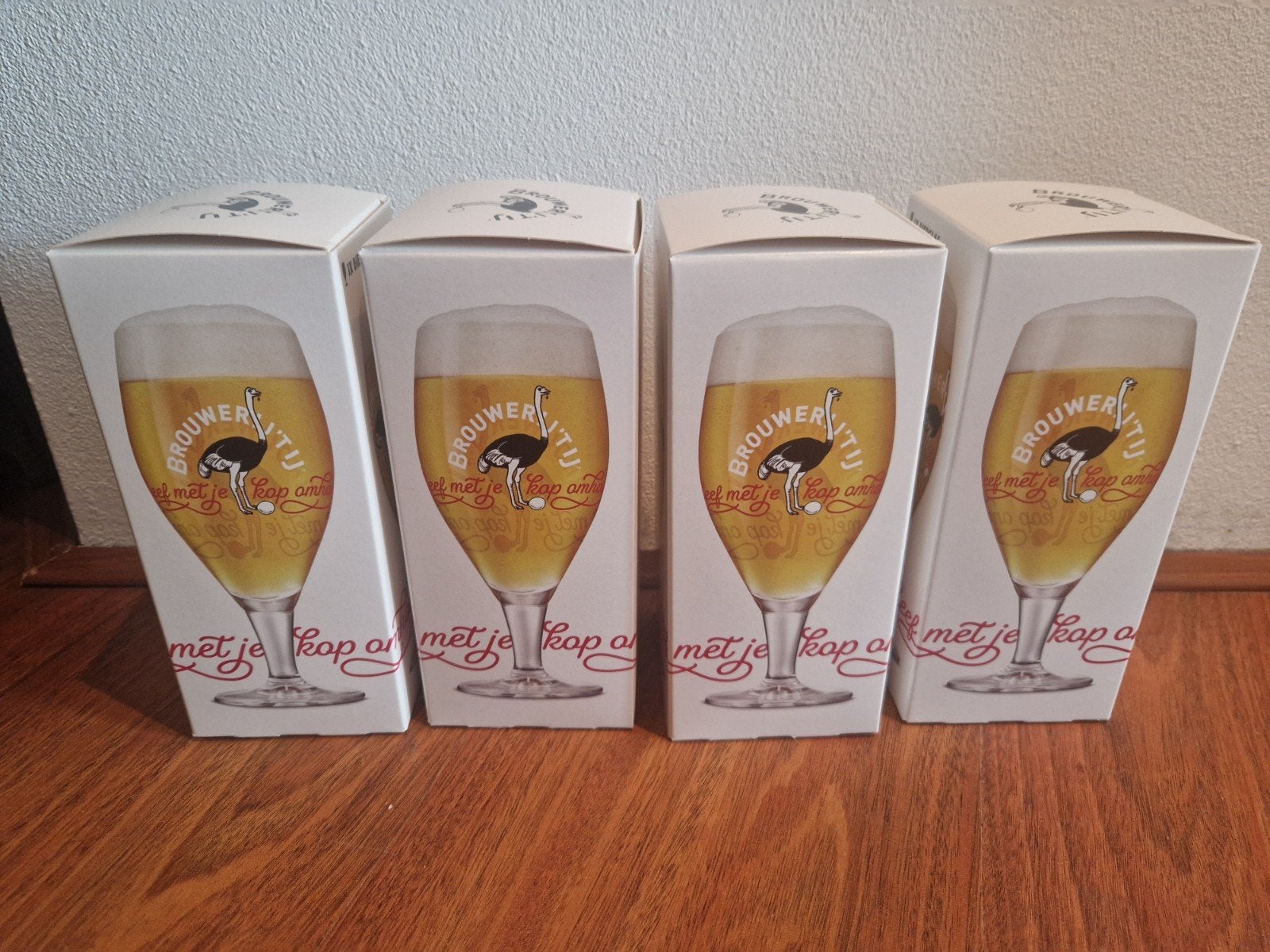 4x Bierglazen Brouwerij 't IJ - Nieuw in doos, Ophalen of Verzenden, Nieuw, Meerkleurig, Glas