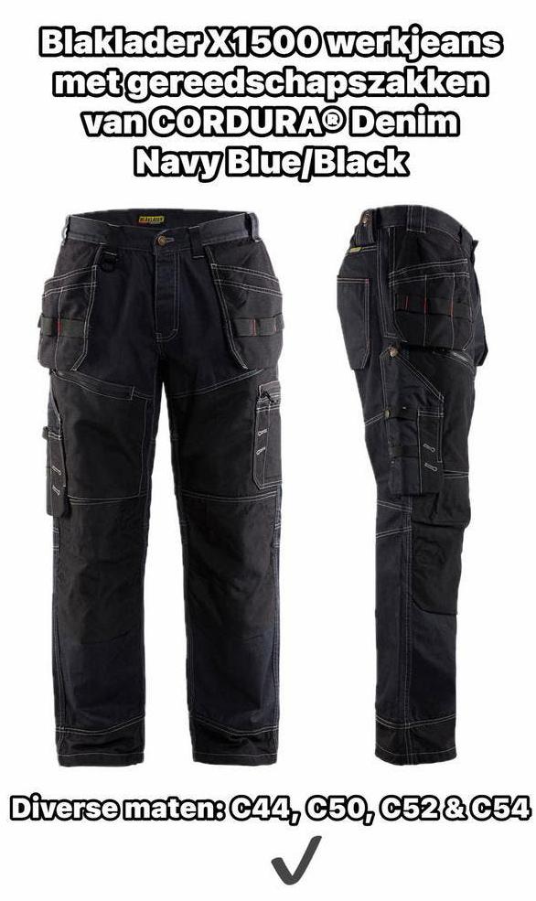 Blaklader X1500 Werkjeans Condura Denim Navy Blue/Black, Ophalen of Verzenden, Nieuw, Heren, Broek