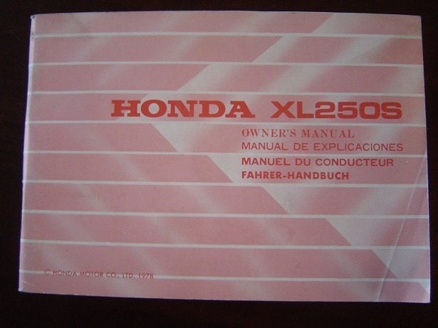 Honda XL250S 1978 motorcycle owner's manual XL 250S handbuch, Motoren, Handleidingen en Instructieboekjes, Ophalen of Verzenden