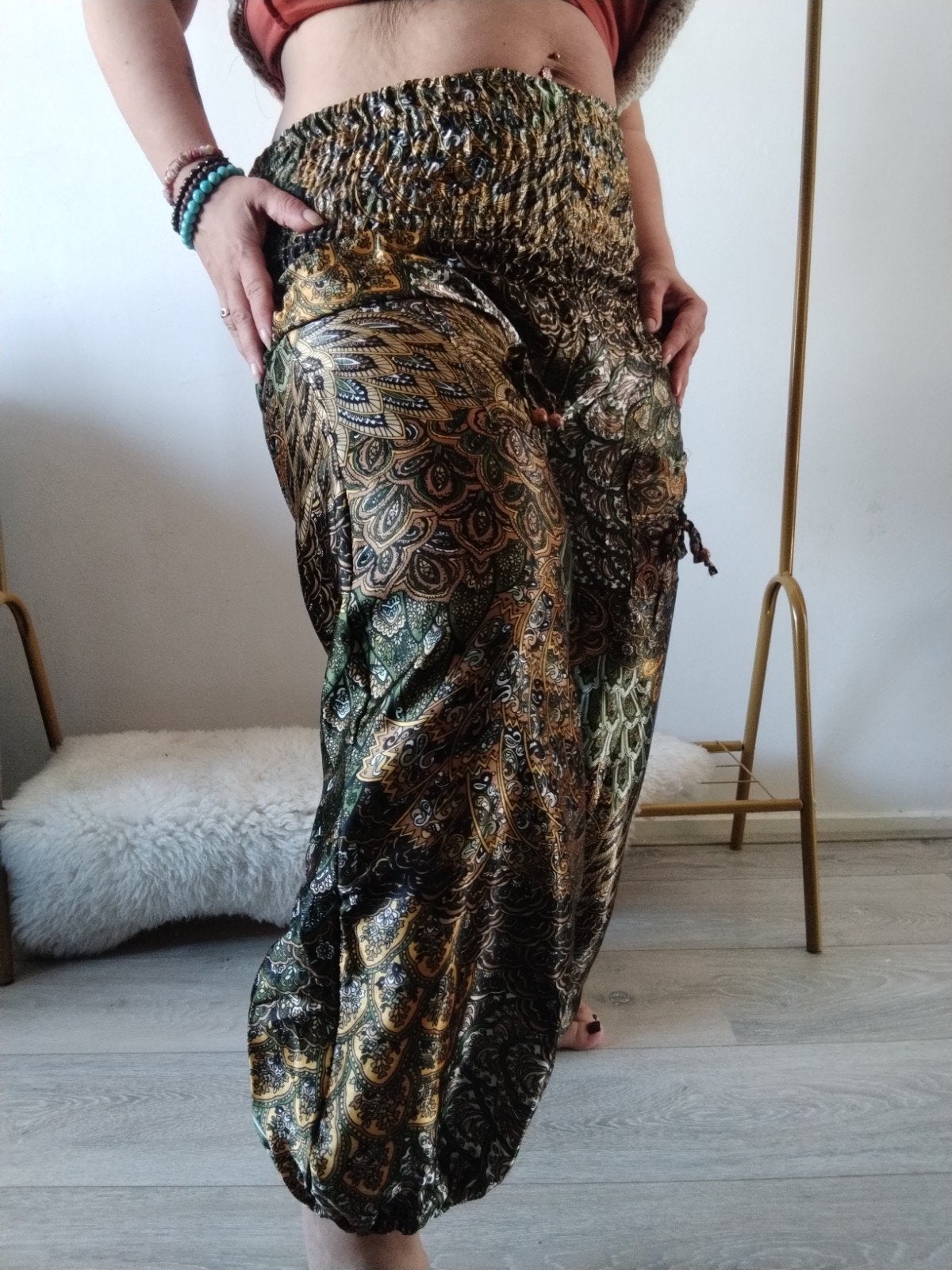Bohemian trendy Harembroek met Paisley Print - Comfortabel e, Kleding | Dames, Bruin, Nieuw, Ophalen of Verzenden, Lang