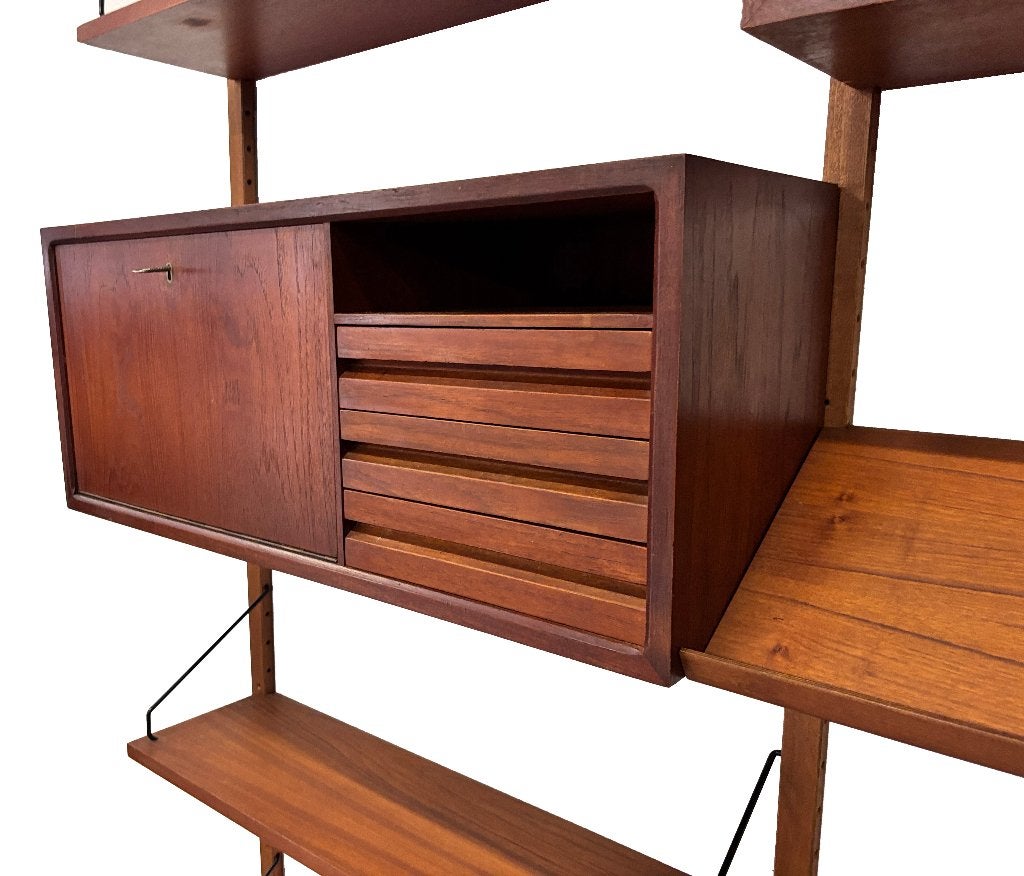 Vintage Poul Cadovius Royal System wandsysteem wallunit, Ophalen, Gebruikt, Met klep(pen), Poul Cadovius