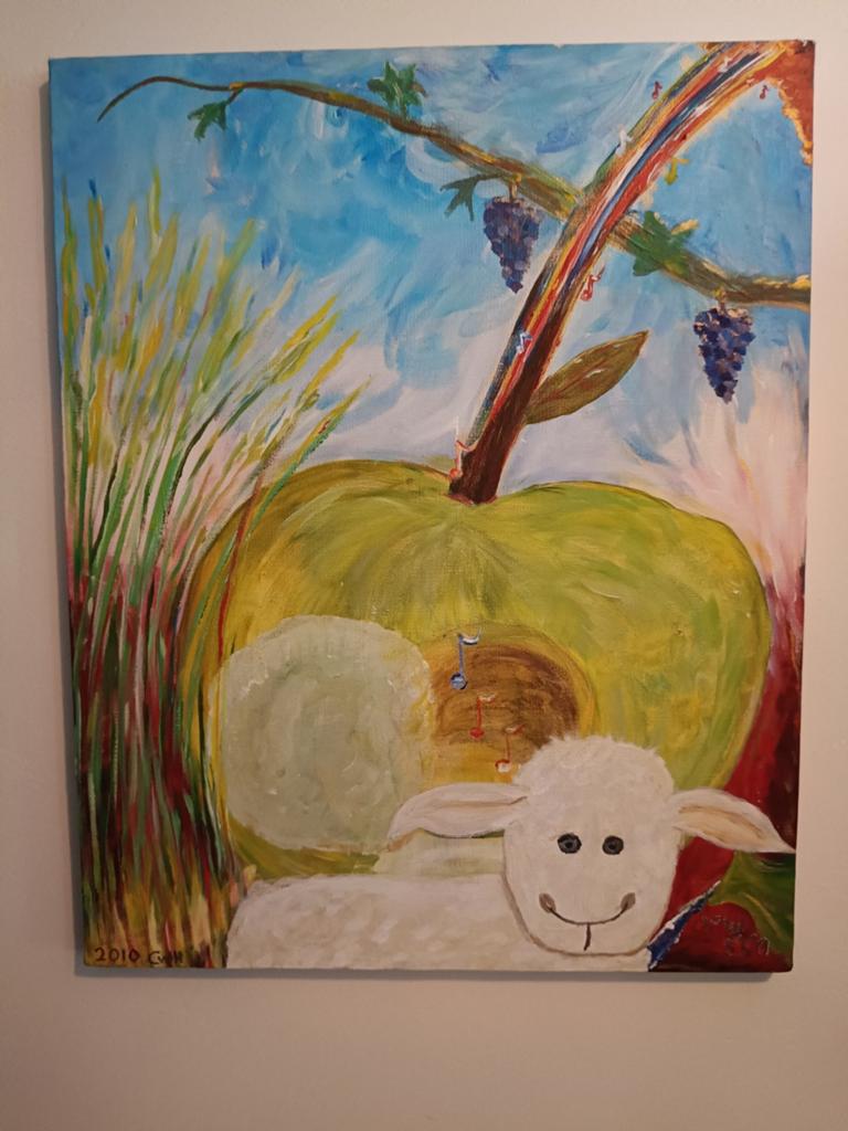 Schilderij schaap, Antiek en Kunst, Kunst | Schilderijen | Modern, Ophalen of Verzenden
