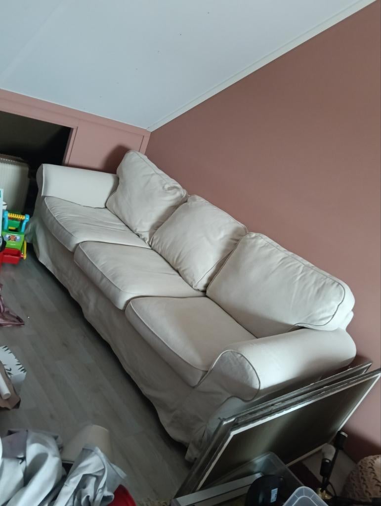 Gratis ektorp 3 zits met beige ( groene hoes ook aanwezig), Ophalen, Gebruikt, 75 tot 100 cm, Tweepersoons
