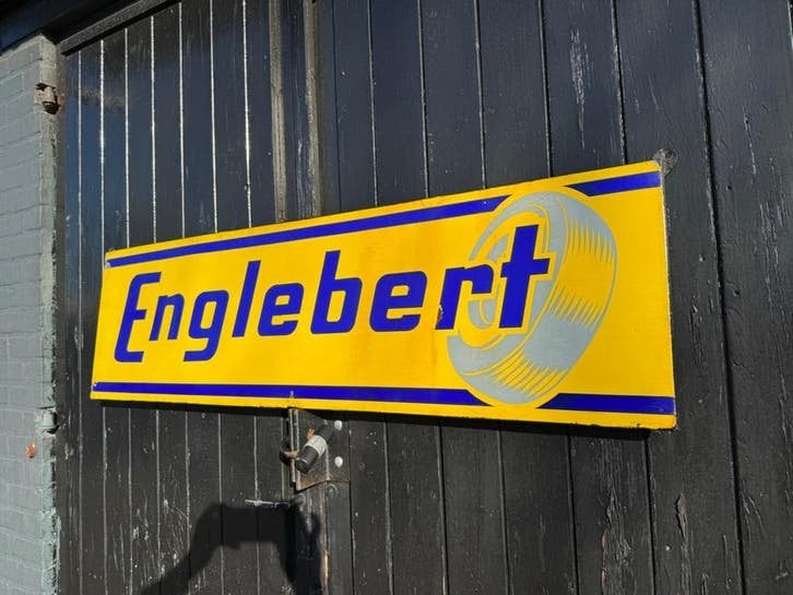 Vintage Emaille Reclamebord Englebert Banden, Ophalen