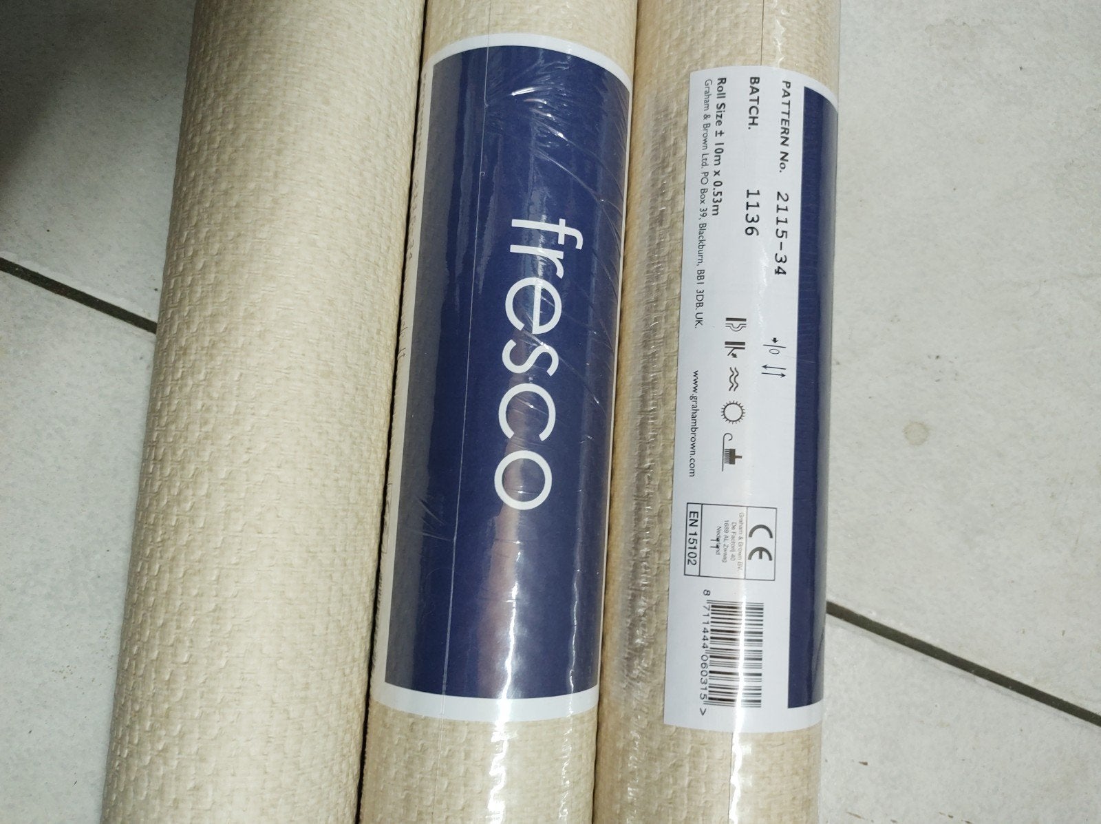 2 Rollen Graham & Brown vliesbehang 'Fresco' - NIEUW, Ophalen, Beige, Graham & Brown