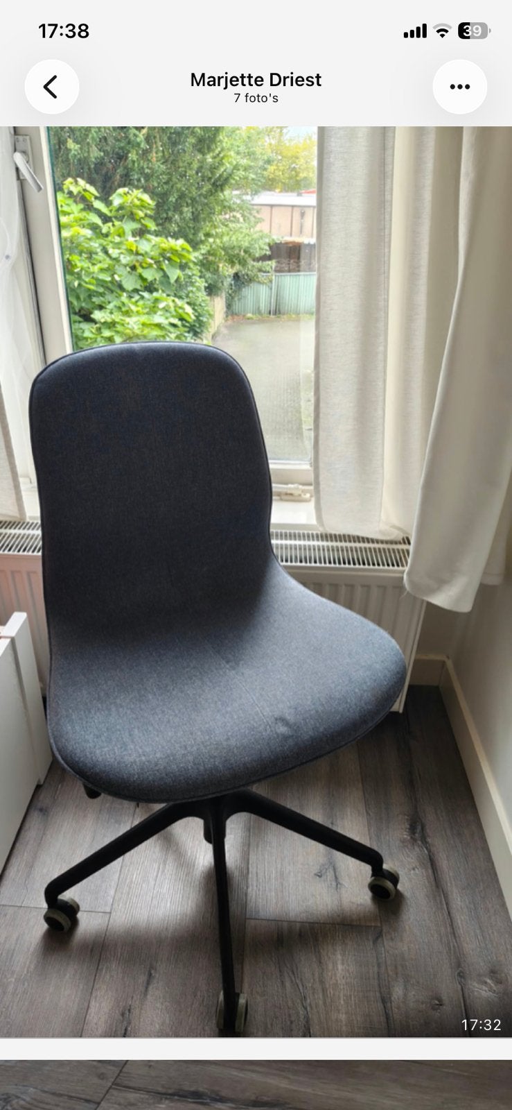 IKEA bureaustoel blauw/grijs, Huis en Inrichting, Ophalen, Zo goed als nieuw, Blauw