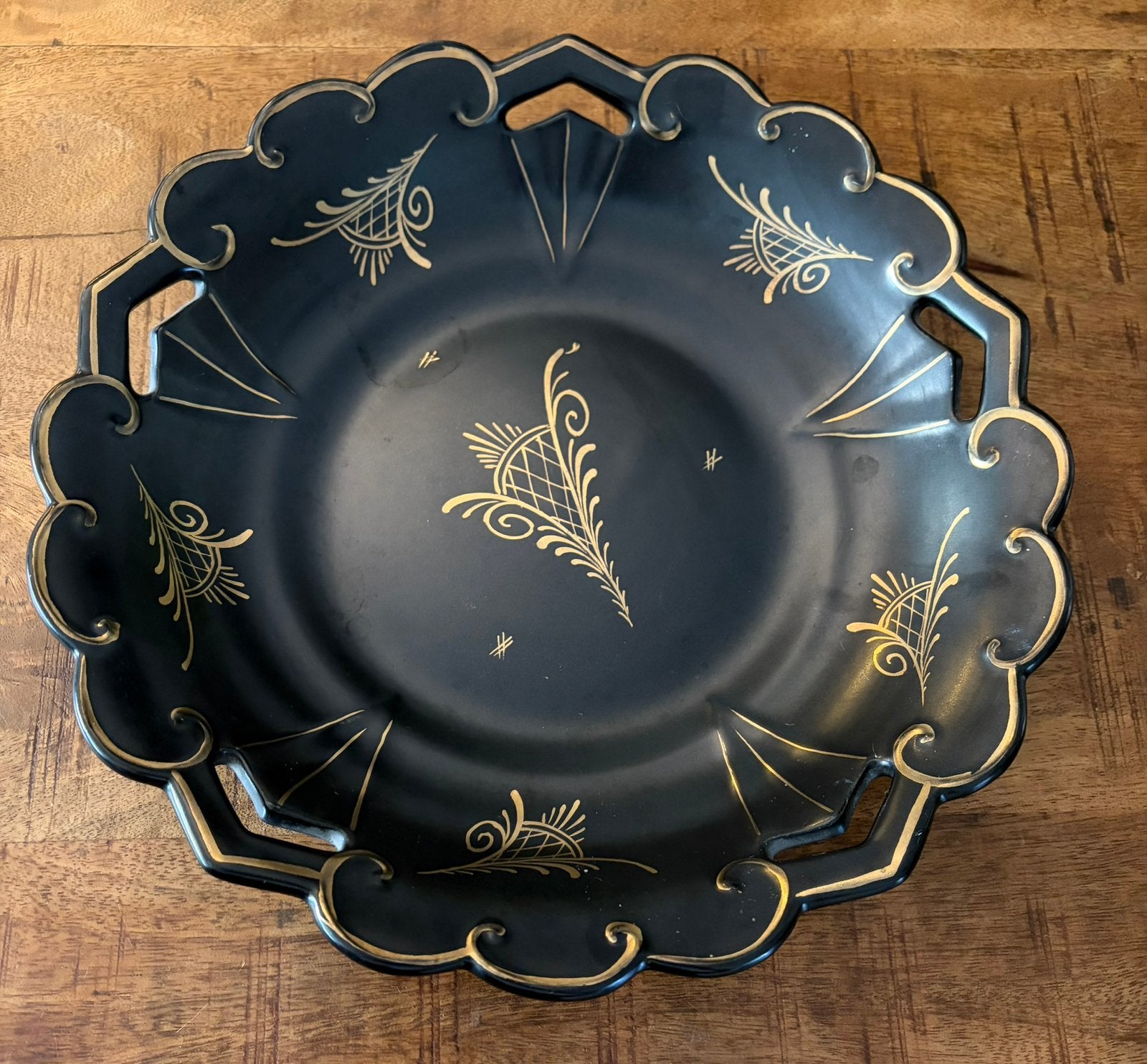 Vintage / Fifties - Sixties Bord Ora Flora Gouda zwart goud, Ophalen of Verzenden