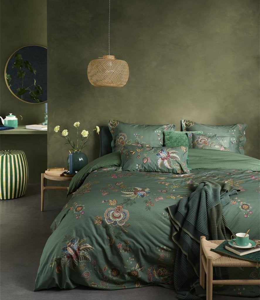Pip Studio Cece Fiore Dekbedovertrek Groen 240x220 -50%, Huis en Inrichting, Slaapkamer | Beddengoed, Pip Studio, Dekbedovertrek