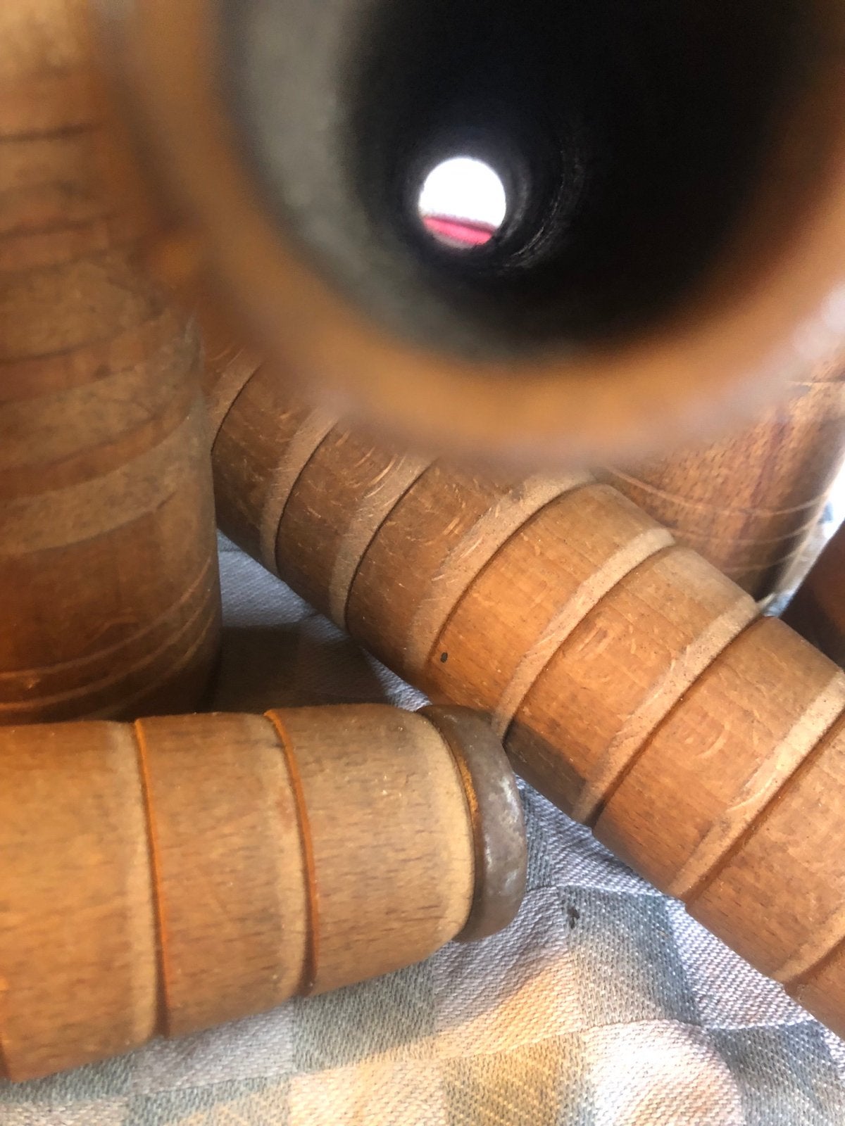Vintage houten klossen uit Franse weverij - 28 cm hoog, Antiek en Kunst, Ophalen of Verzenden