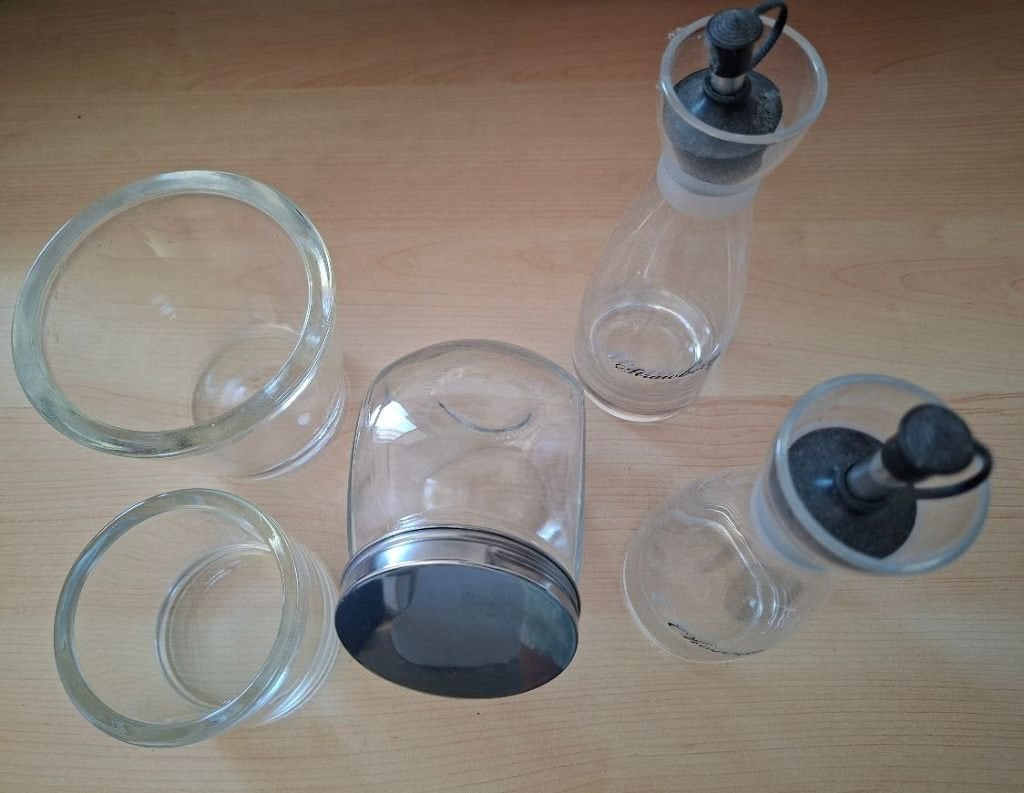 Div. spullen van glas, porselein en metaal (zilverkleurig), Ophalen, Zo goed als nieuw
