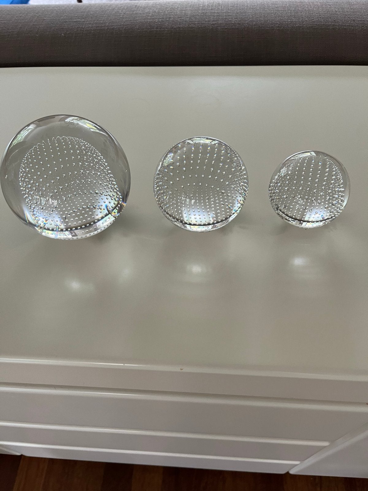 3 Leerdam glazen bollen met luchtbellen, A.D. Copier, Antiek en Kunst, Antiek | Glas en Kristal, Ophalen of Verzenden