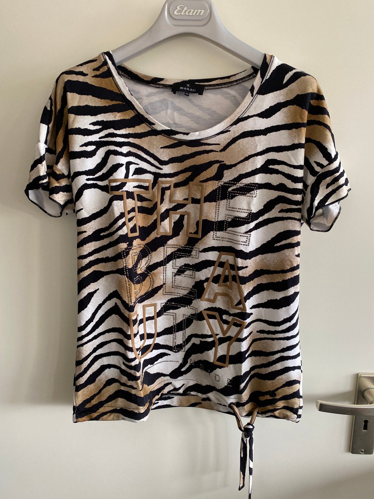 389. Monari t-shirt met tijgerprint maat 34, Kleding | Dames, -, Verzenden, Wit, -