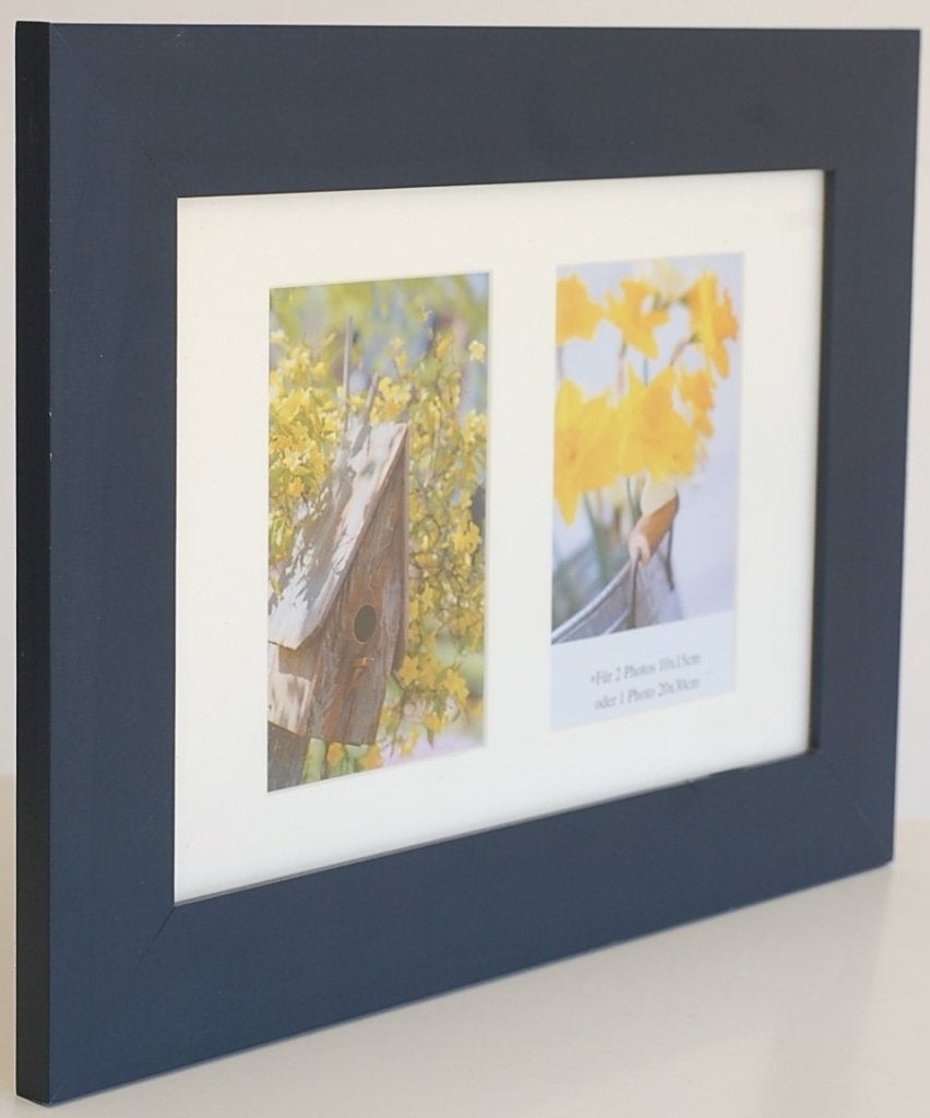 Donkerblauwe fotolijst passe-partout voor 2 foto's 20x30 cm, Audio, Tv en Foto, Hout, Collagefotolijst, Geen, Zo goed als nieuw