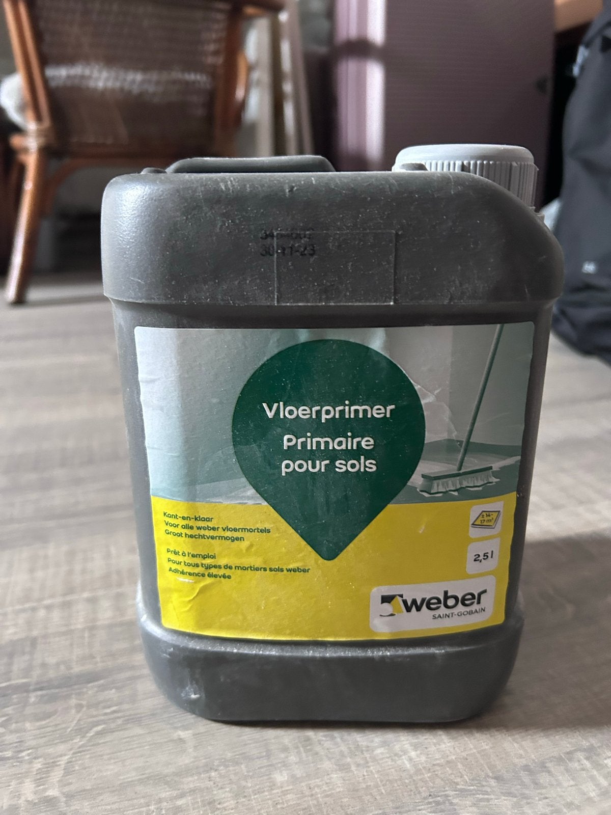 Weber Vloerprimer 2,5L - Klaar voor gebruik, Nieuw, Ophalen of Verzenden, Verf, Grijs