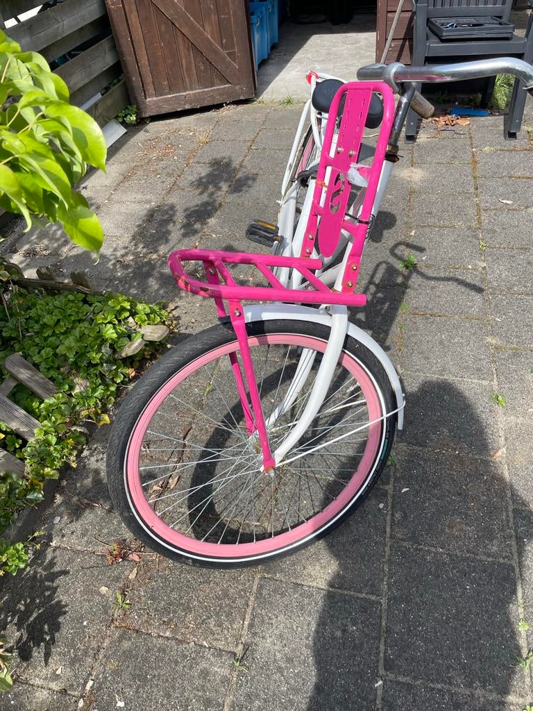 Spirit meisjesfiets wit/roze met voordrager, Terugtraprem, Gebruikt, Minder dan 47 cm, Ophalen